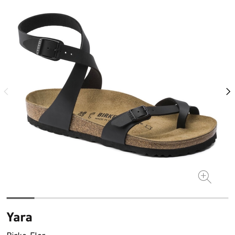 Women’s Size 11 Black Birkenstock Yara, Birko-Flor